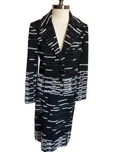 Conjunto de traje falda para mujer St. John 2 piezas Santana tejido negro blanco Neiman Marcus talla 6 - Imagen 1 de 13