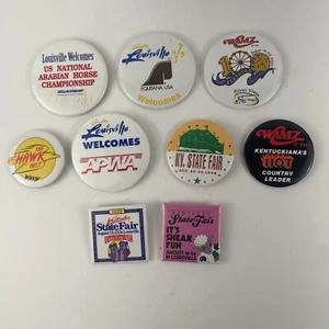 KY State Fair Lot of 9 VTG 90s Button Pinback Louisville Radio Tourism Pin - Picture 1 of 6