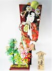 Vintage Hagoita Geisha Japanese Hand Painted Paddle Silk Kimono Doll Kyugetsu Jp