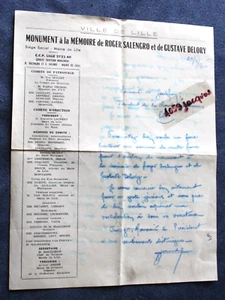 LILLE / MONUMENT A LA MEMOIRE DE R SALENGRO ET G DELORY / SPENDENBRIEF - Bild 1 von 1