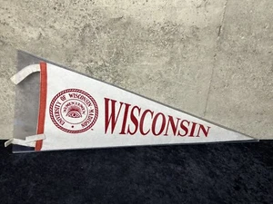 Vintage University Of Wisconsin Felt Sports Pennant White 29” - Picture 1 of 6