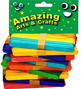Wooden Lollipop Sticks Lolly Coloured Craft Crafts Lollies Ice Pops 500 Assorted