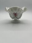 Westmoreland Roses & Bows Glass Grapes Compote Pedestal Bowl Ruffle Crimped Edge