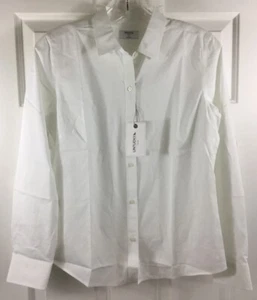 UNTUCKit For Her Bella camicia donna 4 bianca vestibilità regolare cotone elasticizzato con bottoni - Foto 1 di 11