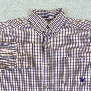 ARIAT Pro Series Shirt Men Small Plaid Long Sleeve Western Button Up Pocket FLAW - Picture 1 of 14