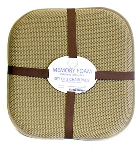 2-Pack Red Memory Foam Chair Pads 16" x 16" – Soft Comfort, Non-Slip Backing - Picture 1 of 5