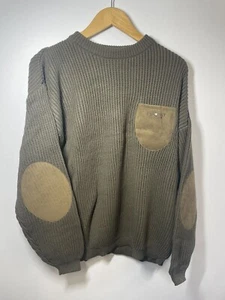NOS Vintage US Army Paragon Suede L3 Green Made in USA Sweater Men Cable Knit - Picture 1 of 8