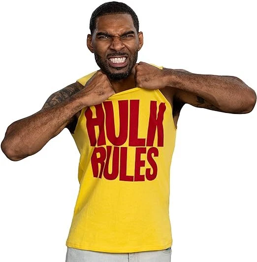 Camiseta sin mangas amarilla Wrestler Hulk Rules disfraz de Halloween disfraces Foto 1 de 4