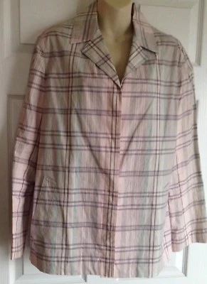 Company by Ellen Tracy Bonded Linen Rain jacket Pink Plaid Size Large - Image 1 of 4