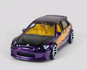 1999 HONDA CIVIC TYPE R Diorama Collectible DieCast Model Car 1:64 Purple LOOSE - Picture 1 of 8