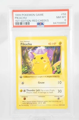 1999 POKEMON BASE SET 1ST EDITION-RED CHEEKS #58 PIKACHU PSA 8 - Image 1 of 2
