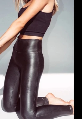 Leggings Spanx Imitación Cuero Mujer Talla S Negros Elastizados Forma Compresión Foto 1 de 4