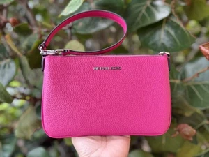 Michael Kors Jet Set Travel SM Convertible Pouch Wristlet Shoulder Mini Bag Pink - Picture 1 of 15
