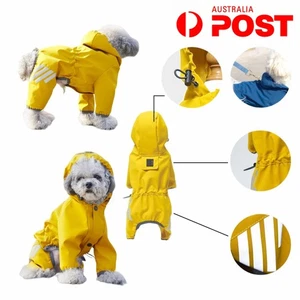 Dog Raincoat Jacket Pet Waterproof Clothes Puppy Reflective Vest Outdoor Warm AU - Picture 1 of 15