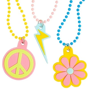 Groovy Pastel Icon Novelty Plastic Breakaway Necklaces – 24", 12 Piece - Picture 1 of 1