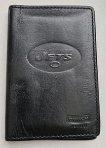 Rare Vintage Coach New York Jets Black Leather Bifold Wallet - Bild 1 von 17