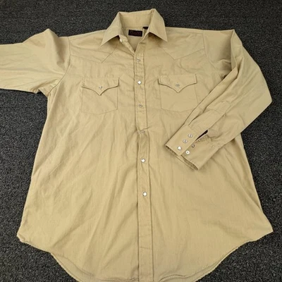 Camisa Plains Western Wear Para Hombres Grande Tostado Perla A Presión Manga Larga Vaquero Rancho Foto 1 de 4