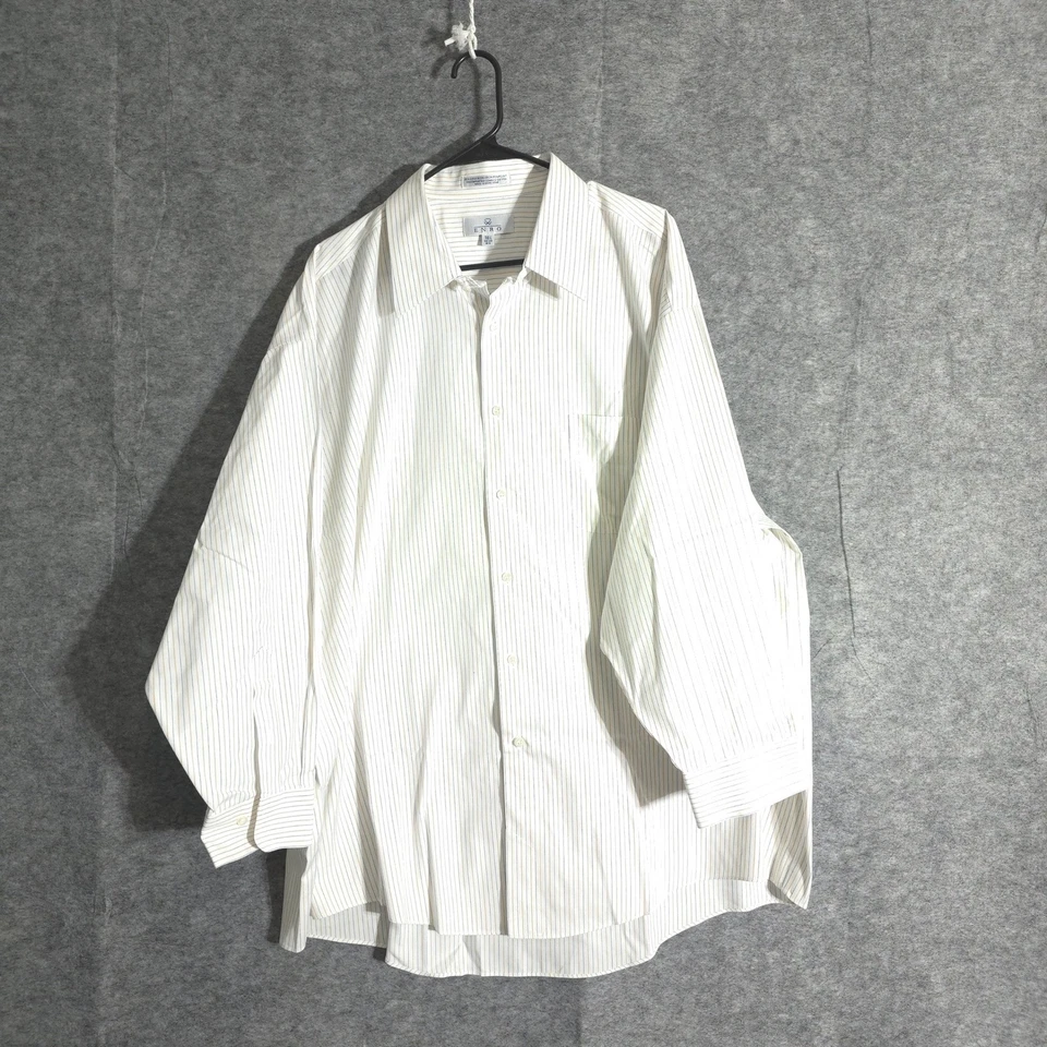 ENRO Pinpoint в полоску платье рубашка мужская размер 18 1/2 32/33 большой 80-х 2 слоя не железа - Изображение 1 из 4