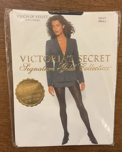 Victoria’s Secret Signature Gold Touch of Velvet Strumpfhose marineblau Größe Small neu mit Etikett - Bild 1 von 4