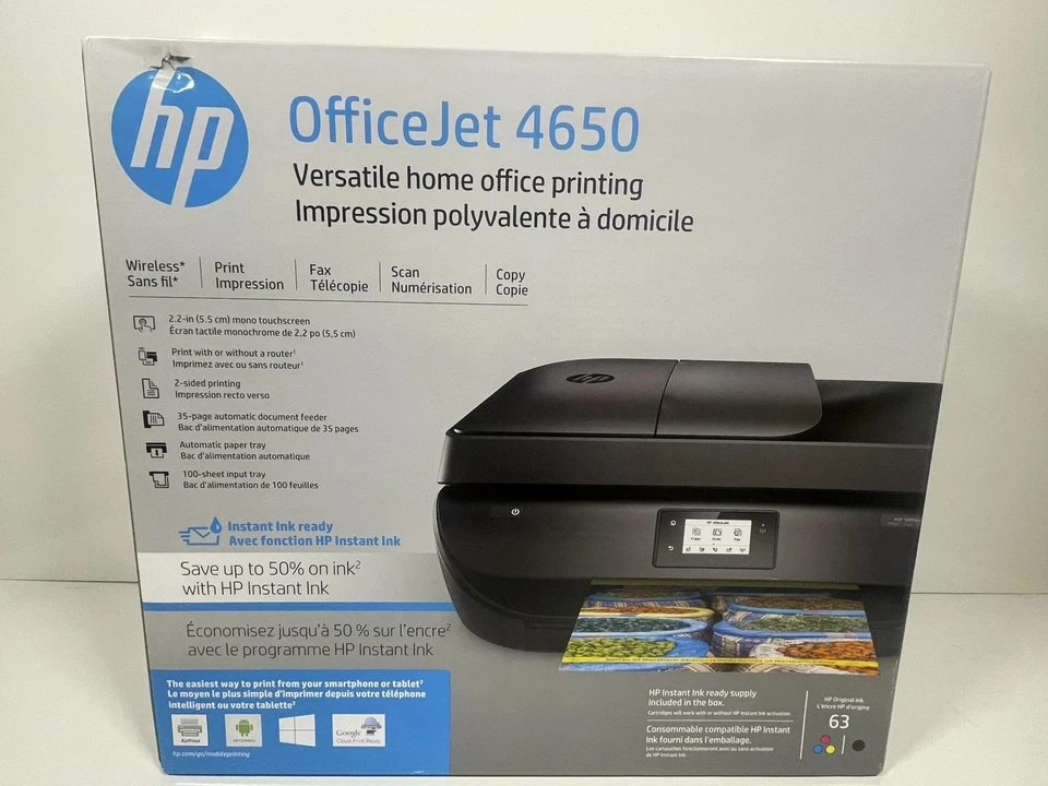 HP OfficeJet 4650 All-in-One Wireless Printer Black F1J03A New Factory Sealed - Image 1 of 4