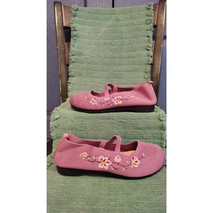 Women's Purple Floral Embroidery Mesh Breathable Ballet Flats Dress Shoes Size40 - Picture 1 of 8