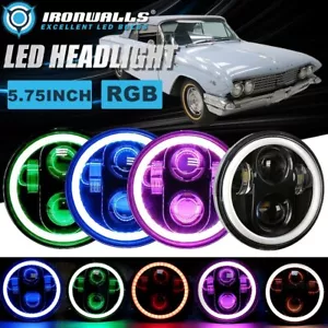 For 1959-1975 Buick LeSabre 4Pcs 5.75" LED Headlights RGB Angel Eyes bluetooth - Foto 1 di 12