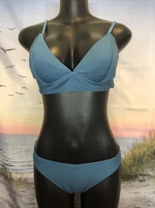 NWT Cupshe Two Piece Swimsuit Small Textured Blue - Picture 1 of 4