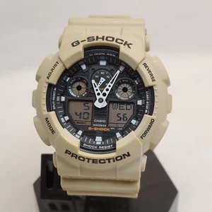 CASIO G-SHOCK PROTECTION GA-100SD CREAMY BEIGE ANA-DIGI ALARM WATCH NEW BATTERY - Picture 1 of 10