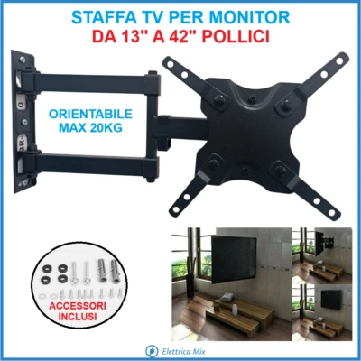 Staffa per TV 13 19 32 40 42 pollici Supporto a muro da parete Braccio LCD LED f - Immagine 1 di 4