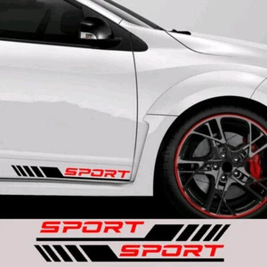 2X Calcomanías de vinilo adhesivas deportivas laterales de puerta de coche calcomanías reflectantes para carreras negras + rojas - Imagen 1 de 15