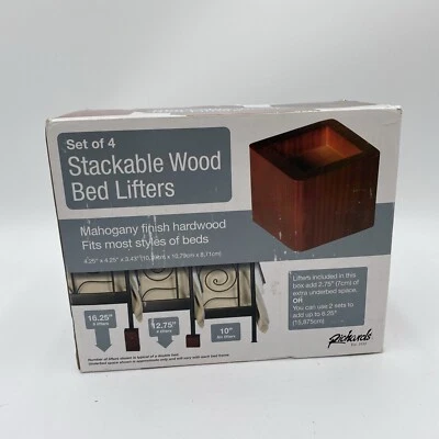 Elevadores de cama apilables Richards Homewares 5980-4 madera 3,5", juego de 4 - caoba Foto 1 de 4