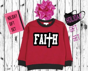 faith sweatshirt face mask girls Christmas gift set fleece heavy weight - Picture 1 of 3