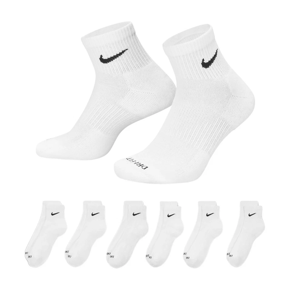 Nike Dri-FIT Everyday Plus Cushioned Ankle Socks 6-Pair White M SX6899-100