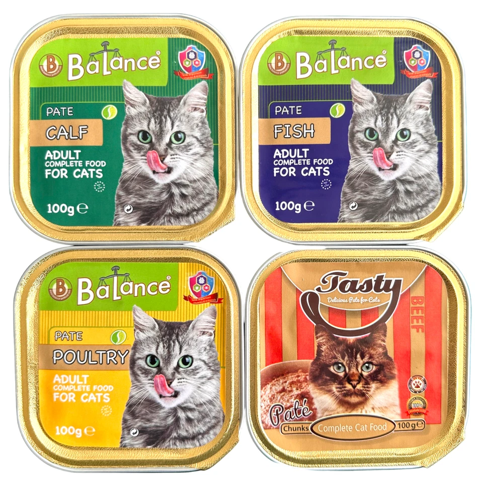 MY HAPPY PETS Mix Katzenfutter diverse Sorten Pastete Schalen 256 x 100g