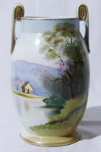 Vaso salice cabina dipinto a mano Nippon alto 7" - Foto 1 di 10