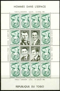 TOGO– 1961 – MEN IN SPACE SET OF 4 SHEETS OF 10– VF* - Picture 1 of 4