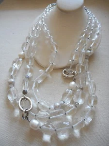Silpada Sterling Glass Pearl Agate Bead "White Heat" Necklace N1789 RE47 - Picture 1 of 6