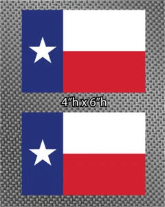 2x Texas 6" State Flag Sticker Die Cut Decal american USA Lonestar FREE SHIP - Imagen 1 de 1