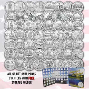 Complete Set Of America The Beautiful Quarters - 56 uncirculated Qtrs 2010-2021 - Picture 1 of 1