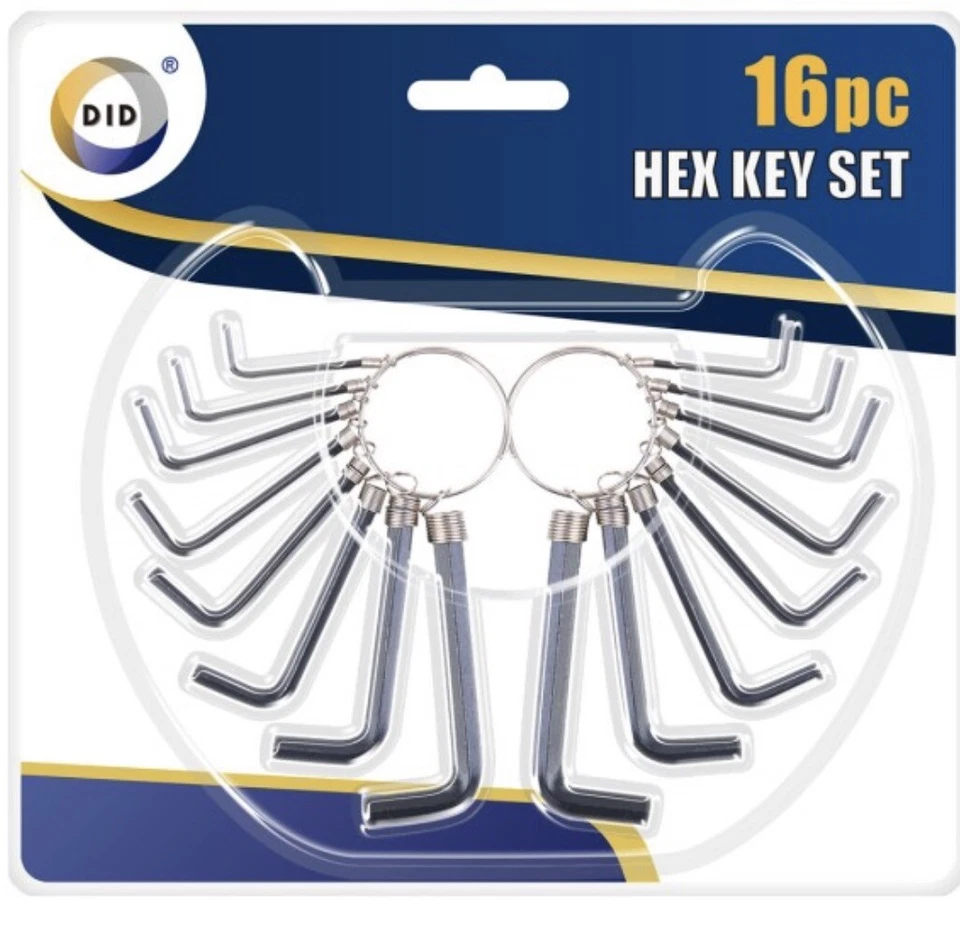 16 PCS Hex Keys 2 Set Of 8 Hex Keys With Key Ring Holder 16pcs 8 Size L Keys Key - Image 1 of 1