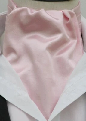 Ascot Krawatte/Einstecktuch aus Kunstseide Satin für Herren Baby rosa - Hochzeit Krawatte
