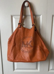 Bolso de Mano Michael Kors Cuero Naranja Calabaza Logo Perforado Cuero - Imagen 1 de 12