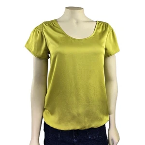 Neu mit Etikett $ 68 Ann Taylor gelb grün gesmokte Schultern Damen Bluse Top Gr. XS, S - Bild 1 von 10