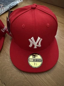 New Era AC Milan x New York Yankees 59Fifty Mütze Größe 7 3/8 rot neu mit Etikett selten Collab - Bild 1 von 8