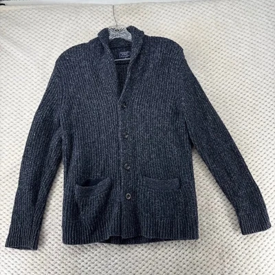 Abercrombie Fitch Shawl Collar Cardigan Sweater Mens XS Navy Marl Knit Grandpa - Image 1 of 4