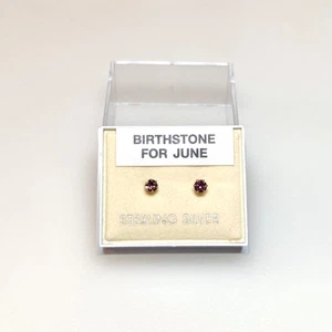 925 Sterling Silver 3mm Stud Earrings June Birthstone - Picture 1 of 3