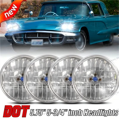 Faros halógenos redondos de haz alto/bajo Fit Ford LTD Thunderbird Torino 5,75" 5-3/4" Foto 1 de 4