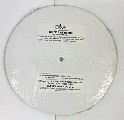 Cinta de sesgo rápido Clover negra 100 yardas, 1/4" de ancho Foto 1 de 4
