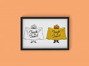 Halloween Trick or Treat Kürbis Mann A4 Poster Druck Deko Geschenk Wandbild - Bild 1 von 1