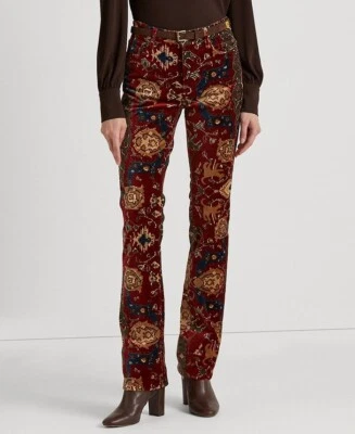 Pantalones de bota de terciopelo estampados Lauren Ralph Lauren para mujer talla varios nuevos con etiquetas $195 Foto 1 de 4